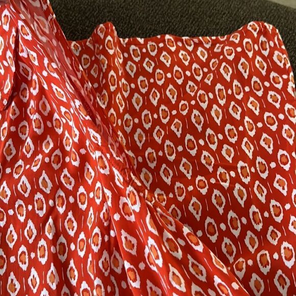 J. Jill Sleeveless Orange Red Abstract Design Rayon Button Down A-line Top-Small - Picture 10 of 16